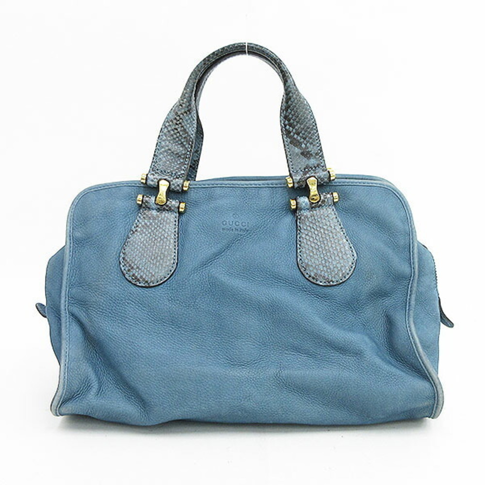 Gucci Blue Hand Suede Bag Python - image 2